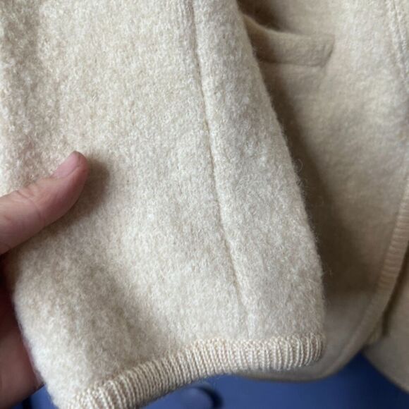 IB Diffusion Cream 100% Boiled Wool Shawl Collar Cardigan Jacket Size Medium - Picture 6 of 10